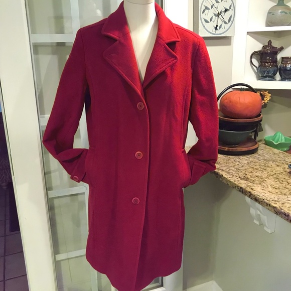 LL bean 100% Lambswool RED thinsulate coat - Picture 1 of 16
